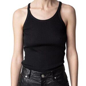 Zadig and Voltaire Alba black ribbed tank top